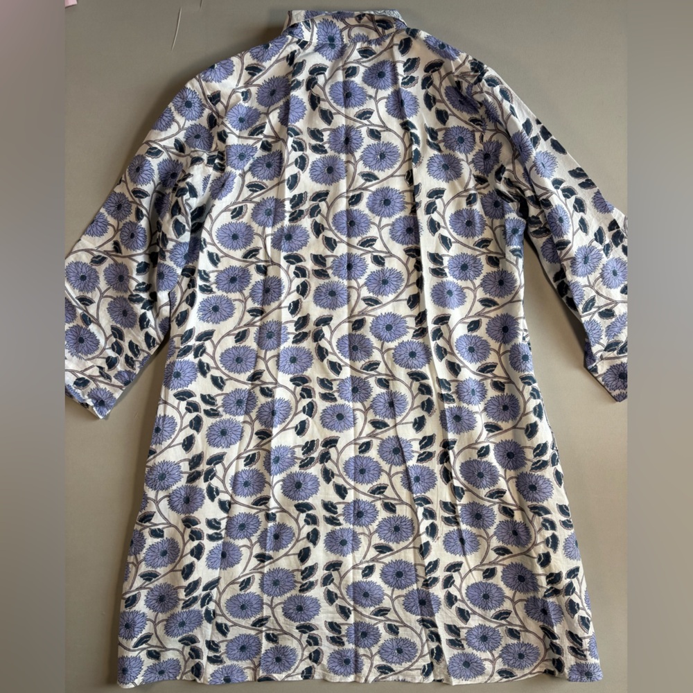 Victoria Dunn Dress XL Blue Purple Floral Shirt Dress Button Front A-Line Cotton - Picture 8 of 9